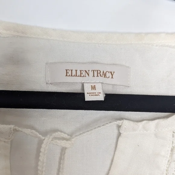 Ellen Tracy Top Linen Sheer - Picture 3 of 4